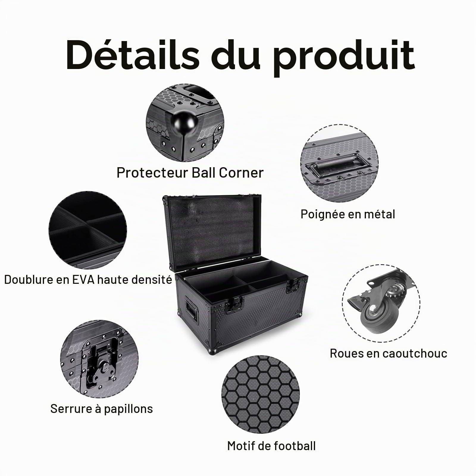 Flight case pour projecteur Par LED 180 W, 15,3 kg, 61 x 40 x 46 cm