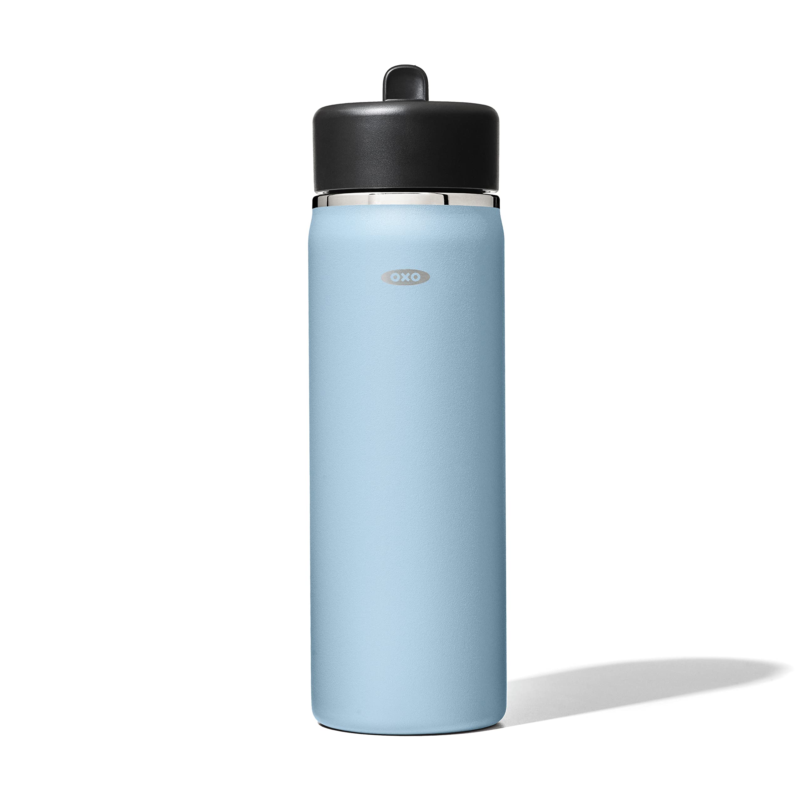 OXO 20oz Topaz Blue Wide Mouth Water Bottle With Straw Lid - Insulated Stainless Steel - View #3