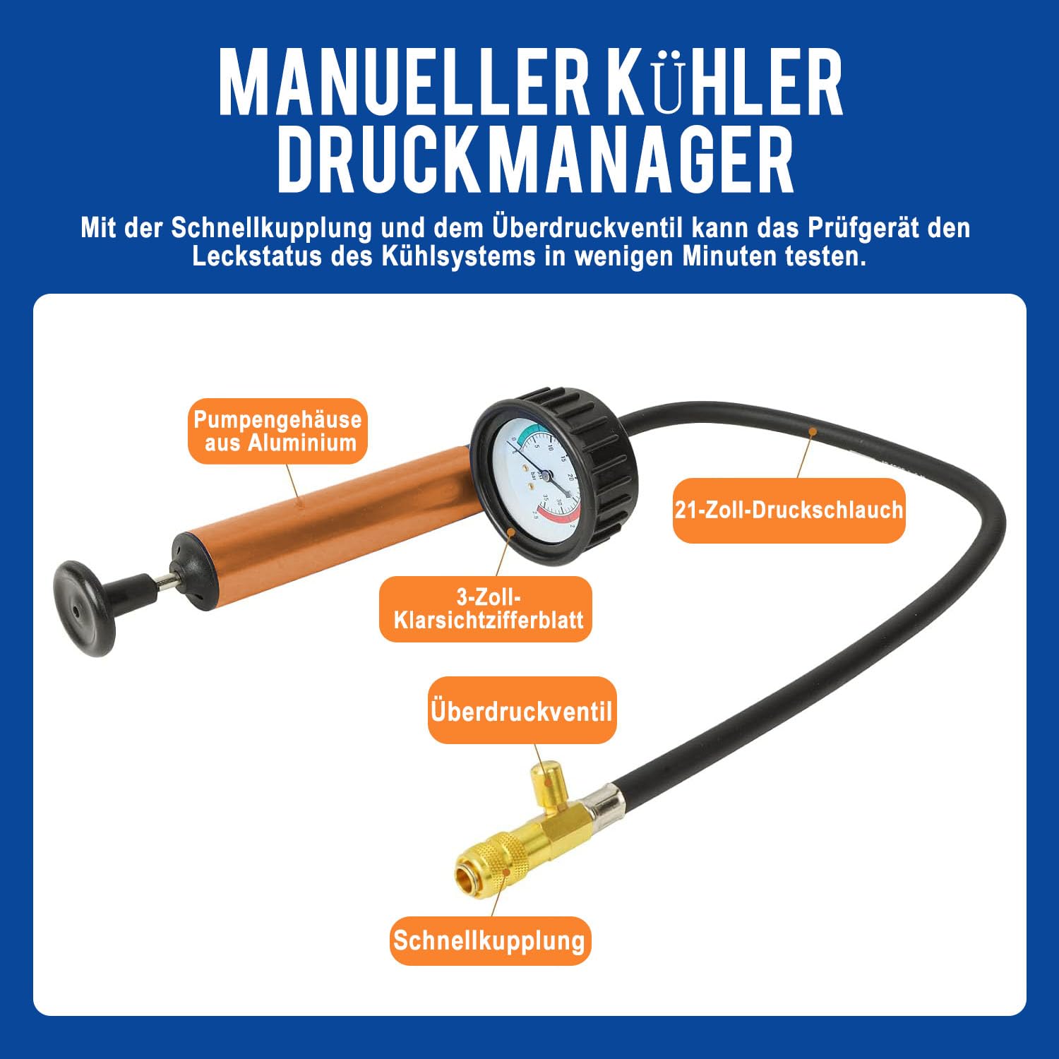 THIKPO 34-delige universele radiatordruktesterset, vacuümvulset voor koelsysteem