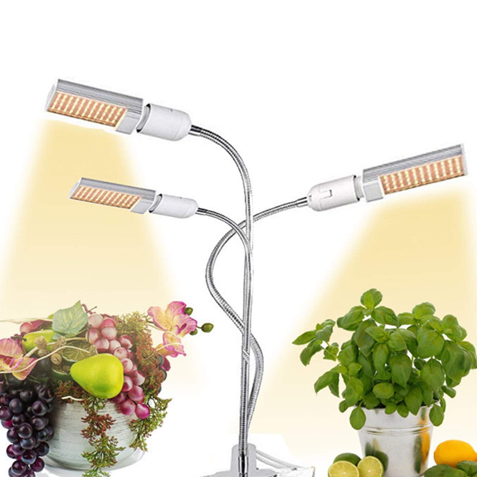 68W 132 LED Grow Light, Plant Grow Light for Indoor Plants, Tri-Head Full Spectrum Plant Lamp,Adjustble Gooseneck & Desk Clip On, 3 6/12H Timer, 4 Switch Modes,5 Dimmable Levels
