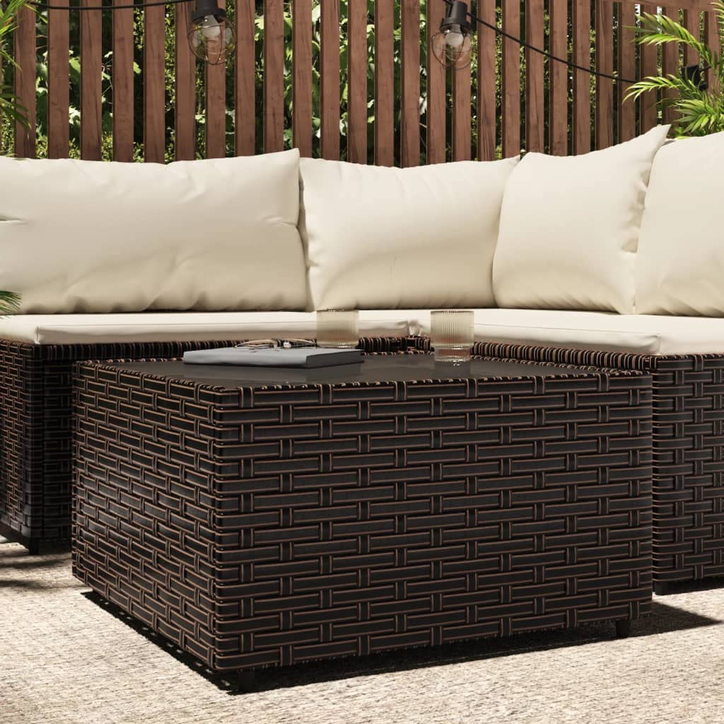Genérico Mesa de Centro jardín Cuadrada ratán PE marrón 50x50x30 cm,Mobiliario,Muebles de jardín,Mesas de jardín,Marrón,319858