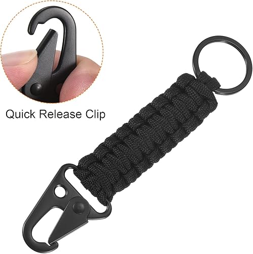Miniatura 3 de PATIKIL Llavero de paracaídas, cordón trenzado, clip para llaves, cinturón de cuero, llaveros de supervivencia para llaves, hombres