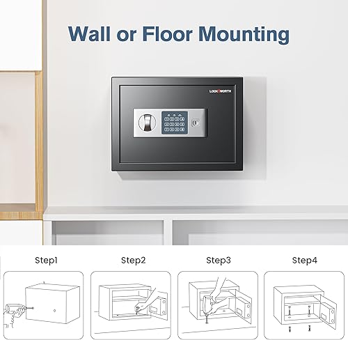 Miniatura 5 de Caja de seguridad para el hogar, caja de seguridad de 0.6 pies cúbicos, caja de seguridad digital para dinero, joyas, documentos y armas, caja