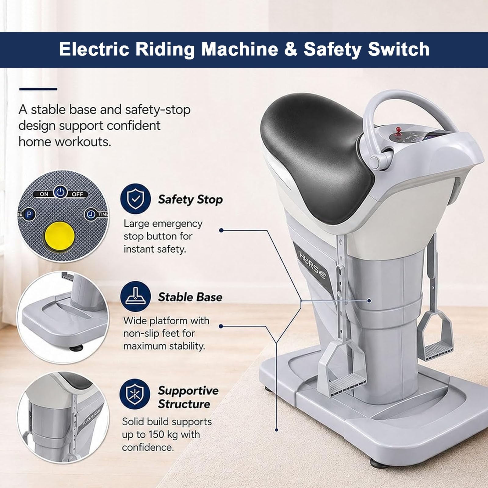 Macchina Per Equitazione Elettrica Da 200 W, Simulatore 3d Di Equitazione, Macchina Per Fitness, 20 Velocità Con Display Lcd E Interruttore Di Sicurezza Per Palestra Domestica, Ufficio