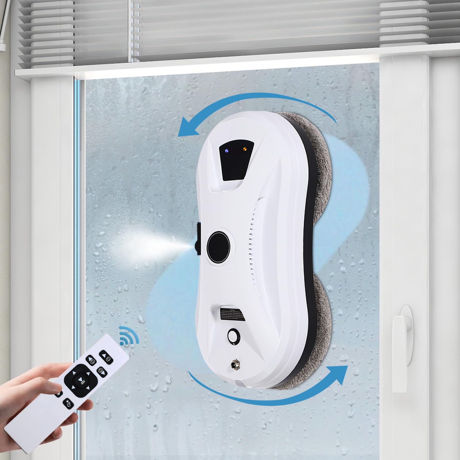 Fensterputzer Magnetisch Fensterreiniger Elektrisch Fensterputzroboter Automatischer Fenstersauger mit Sprühfunktion & 2800pa Saugkraft, Intelligente Fensterroboter für Innen- und Außenfenster (A)