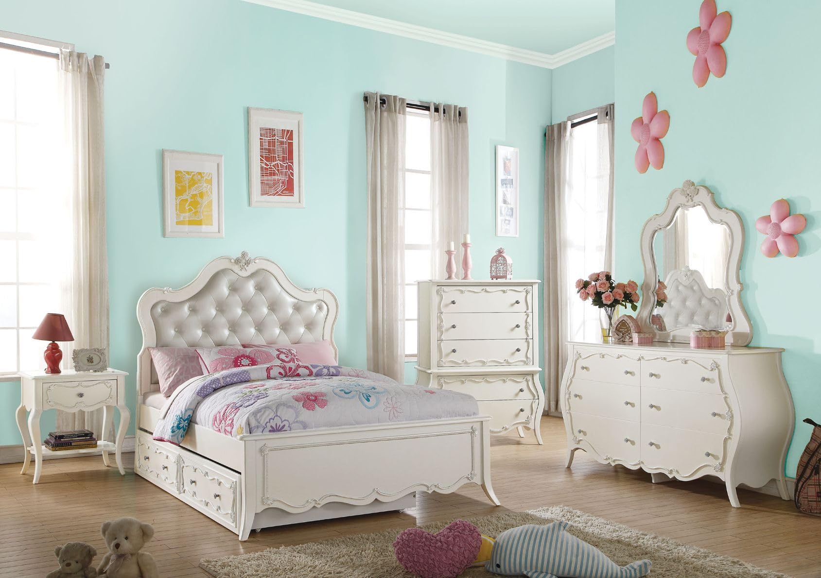 Amazon.com: ACME Edalene Twin Bed - Pearl White : Home & Kitchen