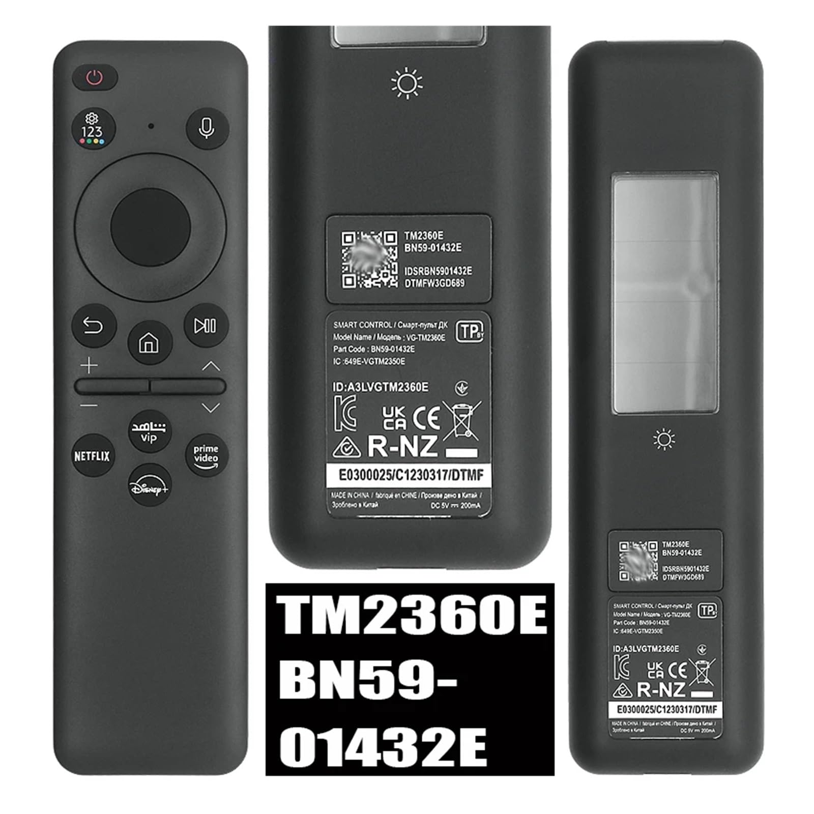 1 Unidad TM2280E TM2360E BN59-01391A 01357C/E/J 01385B/D 01432E/J Control Remoto Solar for televisores 2021 2023 4/8K Neo QLED HDR(BN59-01357E)