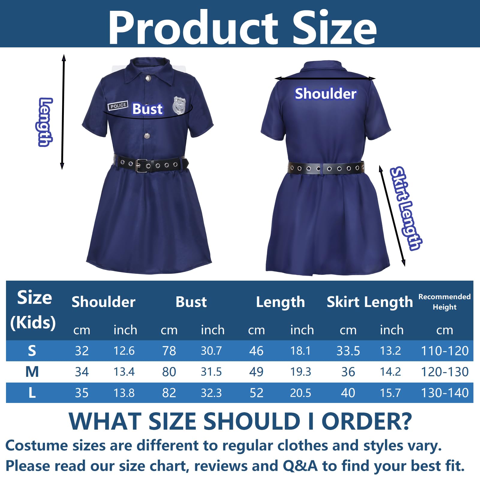 Raveparty Police Costume, Police Outfit, Police's Fancy Dress Costumes for World Book Day (Black, M) - Image 4