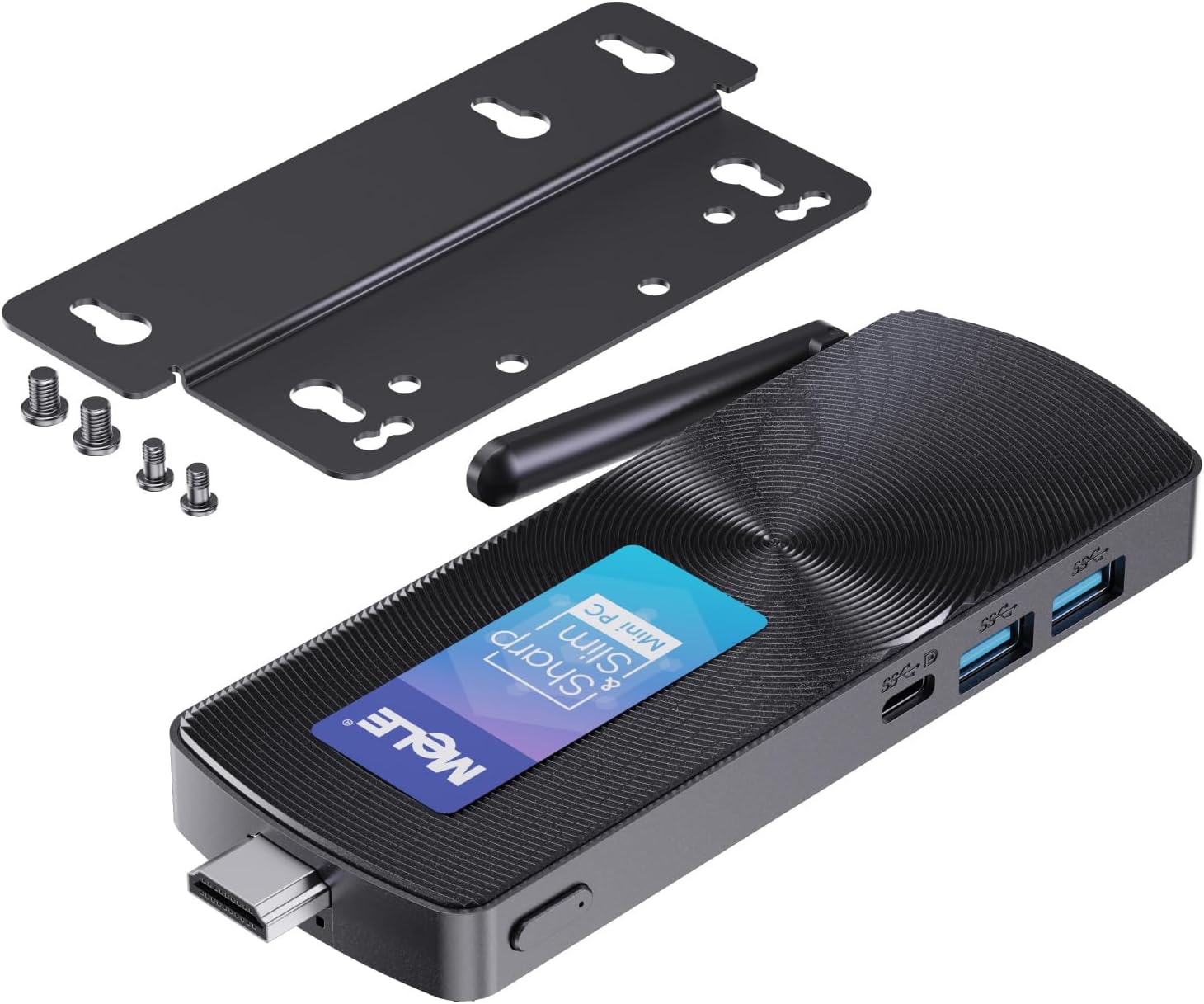 MeLE PCG02 N100 Slim Mini PC Stick 8GB LPDDR4x 128GB, Full Function USB-C Fanless Mini Computer Stick Dual HDMI 4K Display 2.4G/5G WiFi BT5.1 GbE Micro PC with VESA Mount, on NAS, IoT, Digital Signage