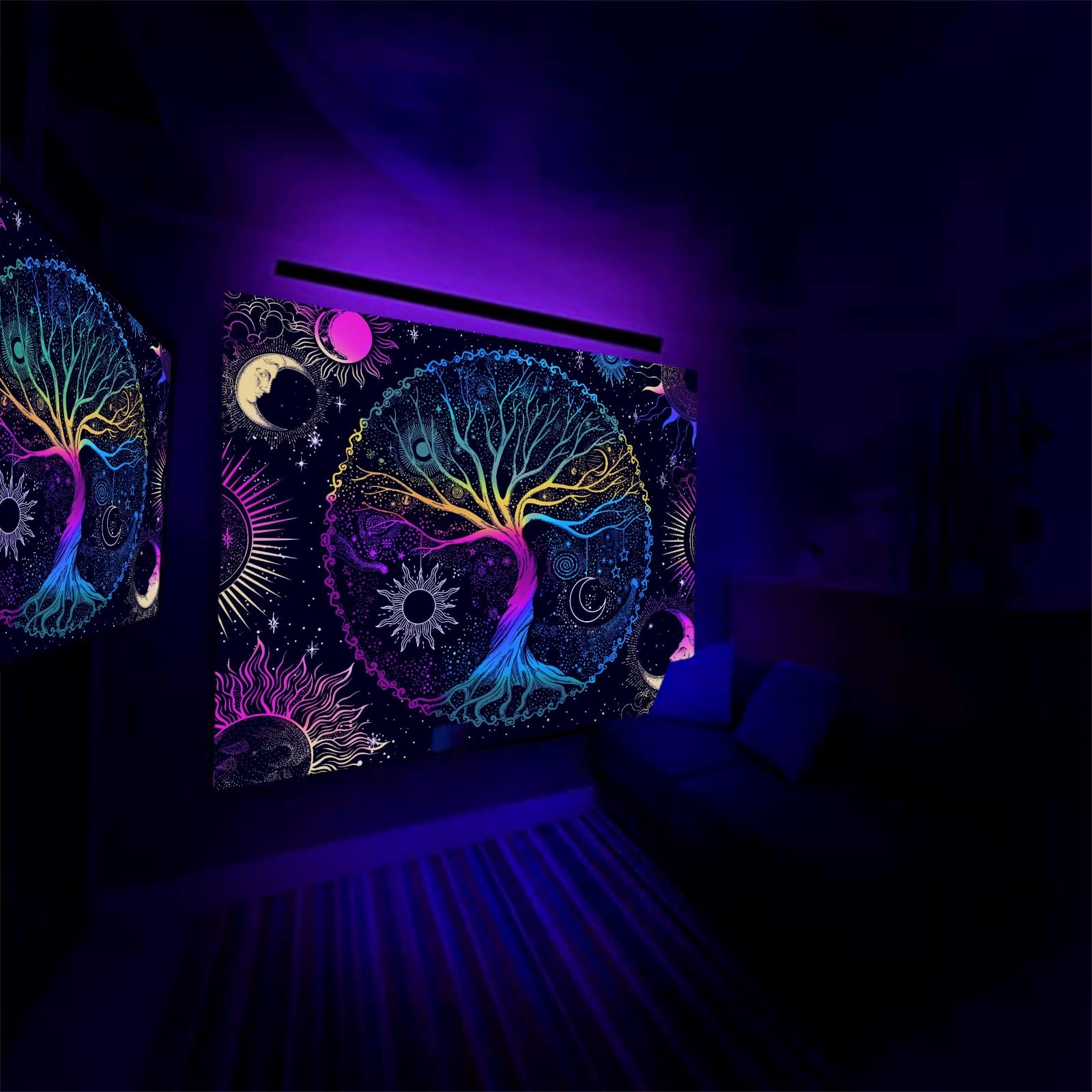 Amazon.co.jp: AACKart 寝室用ブラックライトタペストリー