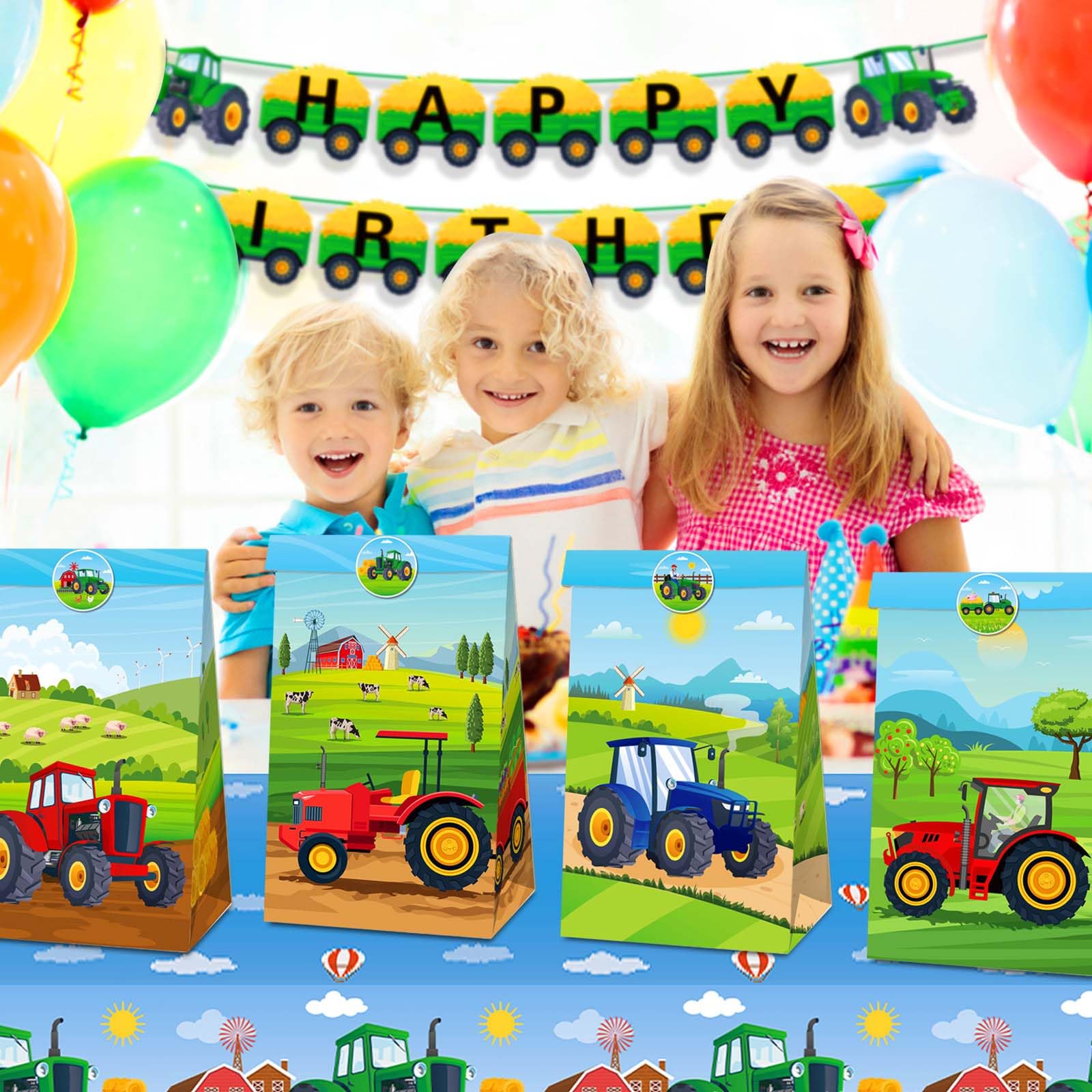 12 Pièces Sac Papier Cadeau,sacs Papier Dessin Animé, Boîtes Réutilisables Pour Fête D'enfants