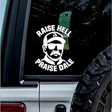 2 Pcs - No Background - Waterproof Car Sticker Decal of Raise Hell Praise Dale Sticker Decal for Race Fans and Car Enthusiasts - Bold Humor Design White, 3.8'' x 4.5'' |K17921WH