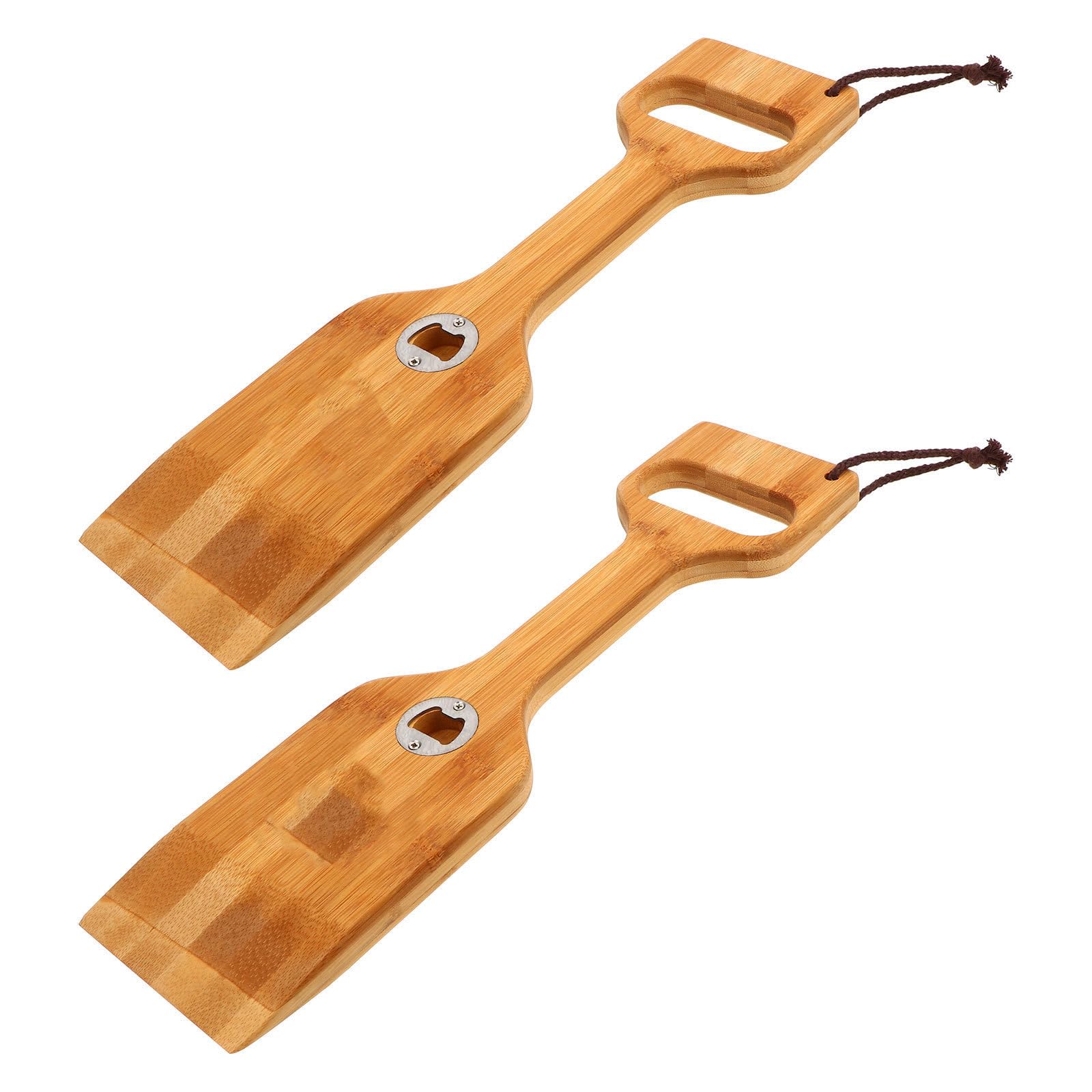 2 Pièces Pelle de Nettoyage Barbecue en Bois avec Ouvre-Bouteille