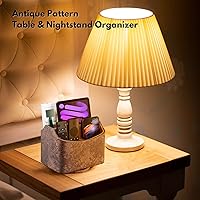 Vista 2 de LAMOTI Leather 360 Spinning TV Remote Caddy - Organizador de escritorio de 5 compartimentos para controles remotos universales, teléfonos, tabletas