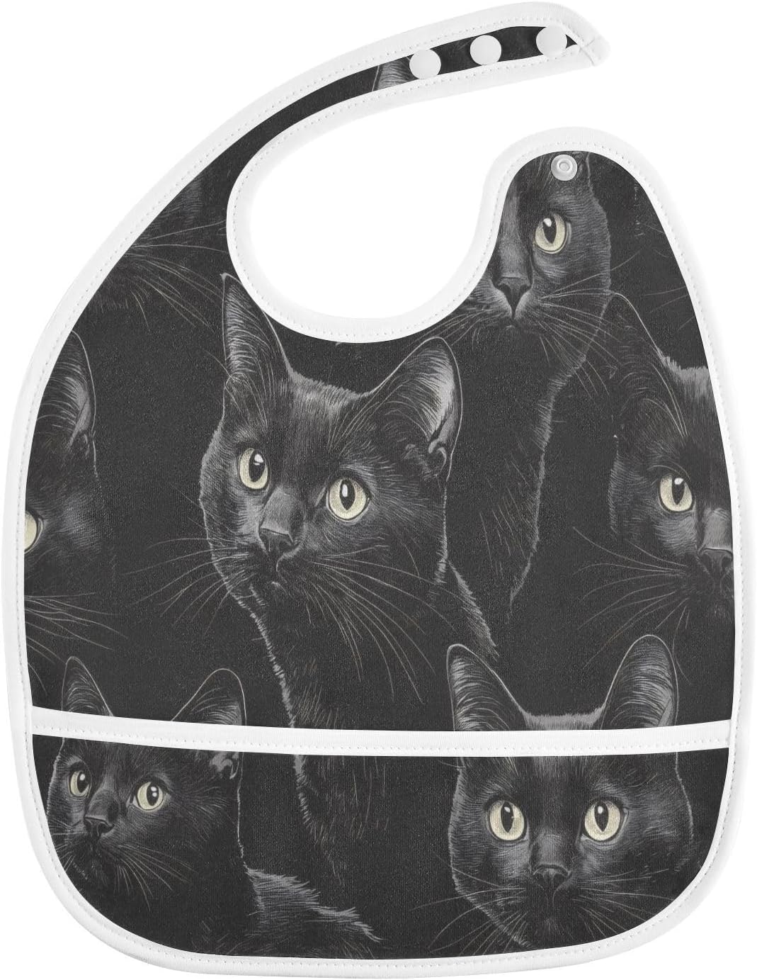 Baby Bibs for Boy and Girls 5 Pack Cotton Adjustable Newborn Bibs for Drooling & Teething, Black Cats