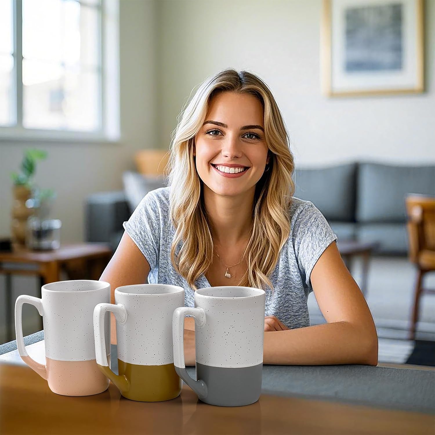 Ceramics Large Tea Cup with Loose Leaf Infuser, Spoon and Lid, 16 oz Tall Coffee Mug, Microwave and Dishwasher Safe, Rustic Matte Ceramic Glaze, Tea Strainer, Amber - Image 7