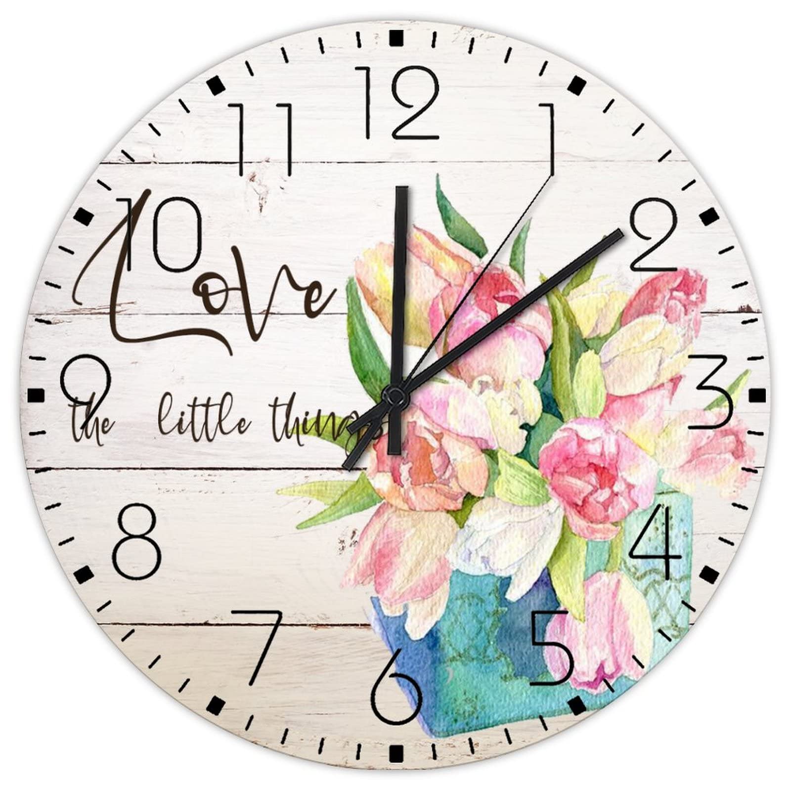 Horloge murale en bois 30 cm Love The Little Things ronde vintage
