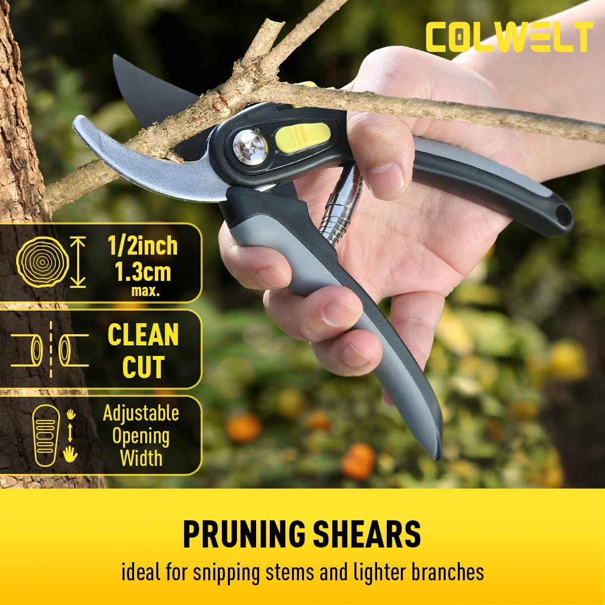 Colwelt Loppers Hedge Shears Garden Shears Set 3Pcs, Compact 17’’ Anvil Branch Cutter & Hedge Clippers & Garden Scissors, Shears Gardening Tools for Yard(Set for the bulk of light-to-moderate pruning)