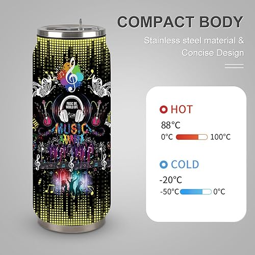 Miniatura 4 de YOPIGOT Regalos para amantes de la música para hombres y mujeres, vaso aislado de acero inoxidable con tapa con pajilla, regalo para amantes de la
