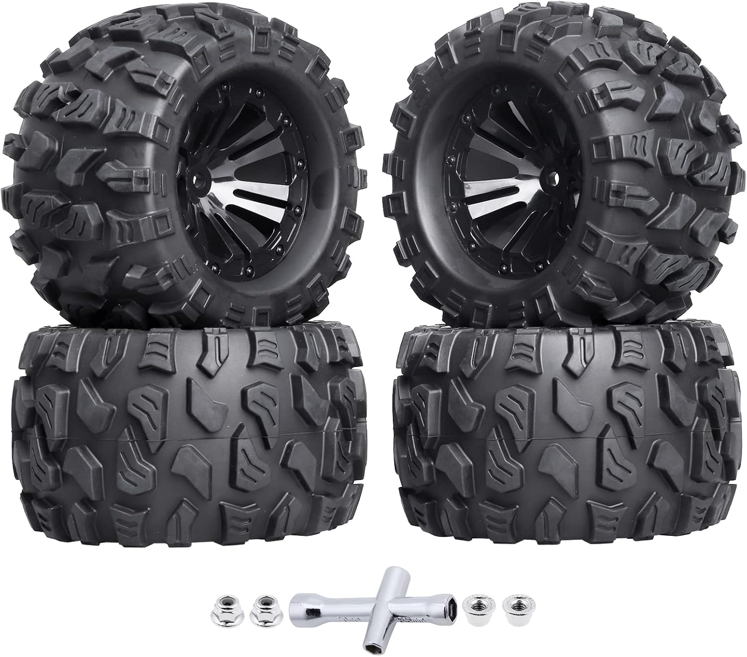HobbyPark PreGlued 2.8" 12mm Hex 1/10 Scale RC Truck Tires and Wheels for Brushless