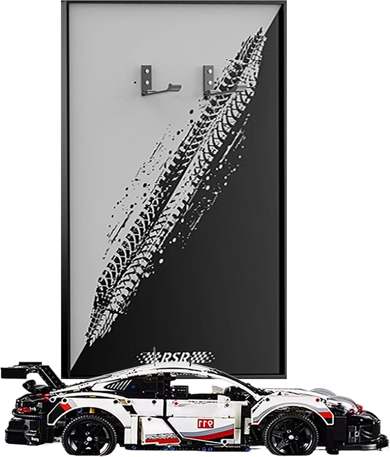 Display Wallboard for Lego 42207 42206 42172 42171 42156 42196 Racing - Wall Mount Display Stand Art Wall Mount Frame for Racing Car Building Set - 50 x 80 CM (42096)