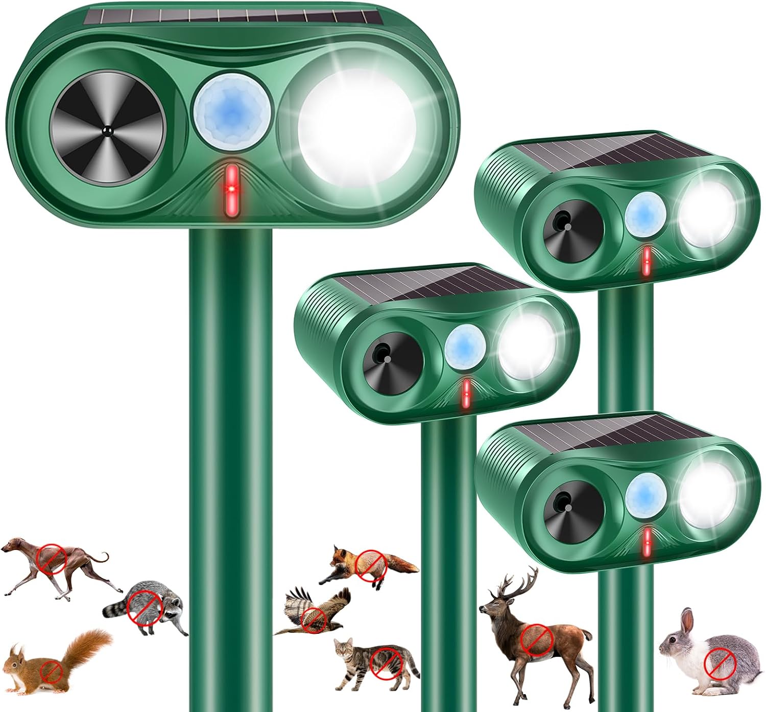 2026 Solar Animal Repellent Ultrasonic Outdoor Cat Repellent Solar Animal Repeller with Motion Sensor&LED Flashlight Deer Repellent Devices Repels All Animal Repellent Outdoor,Protect Plants