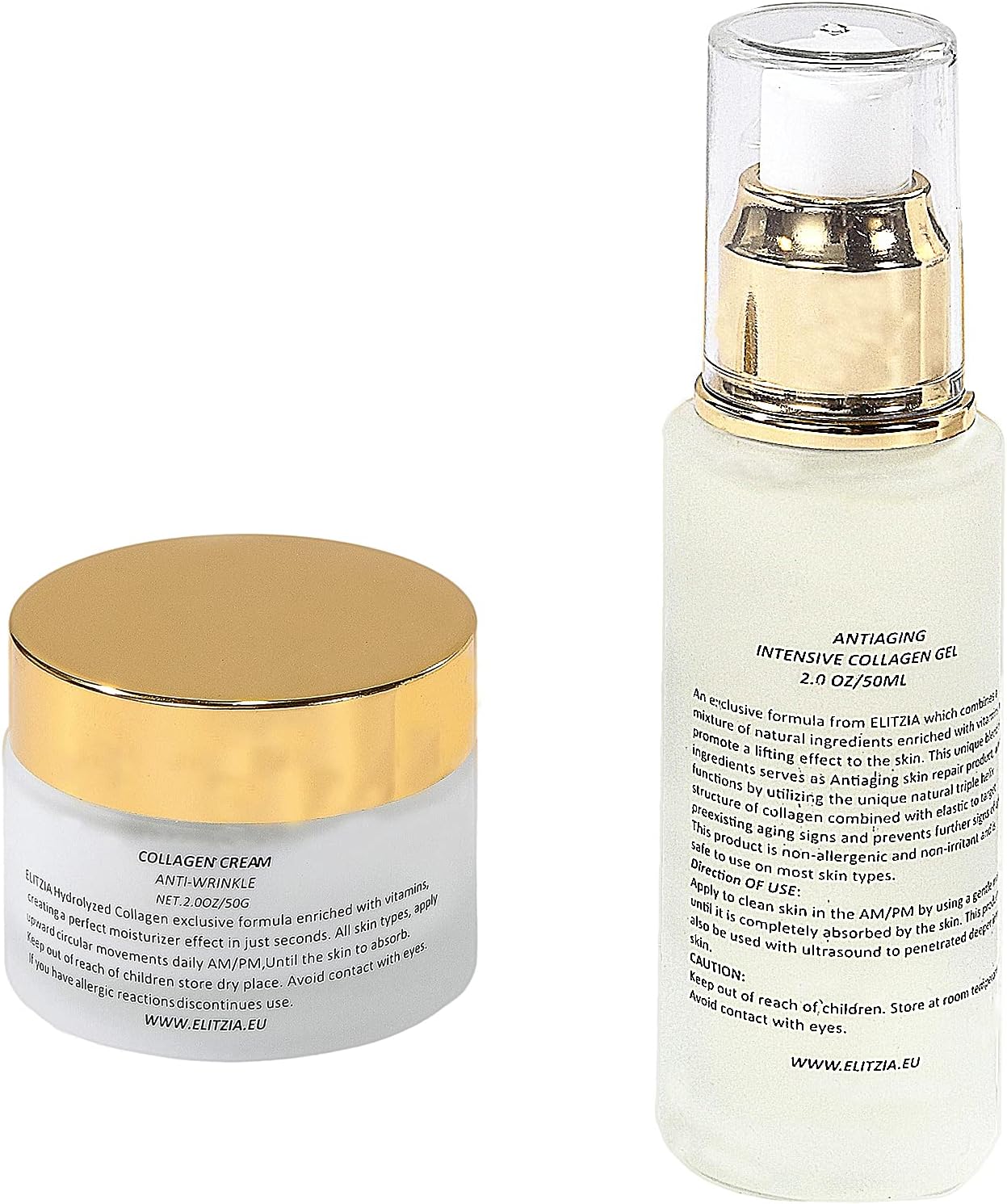Elitzia Collagen Gel And Collagen Cream Set 50G Cream 50ML Gel Moisturizing Anti Aging Skin Smoothing ETCC003