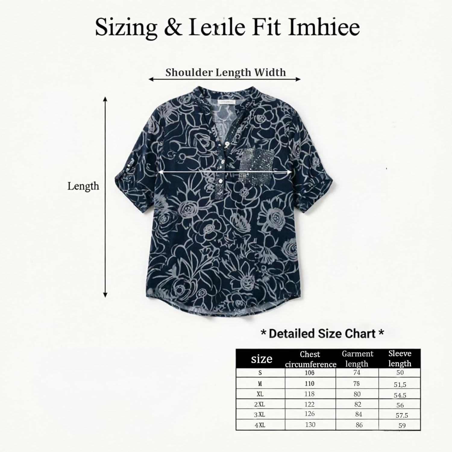 Women's Floral Print Sequin Pocket V-Neck Blouse, 3/4 Roll Up Sleeve V Neck Blouse with Sequin Pocket