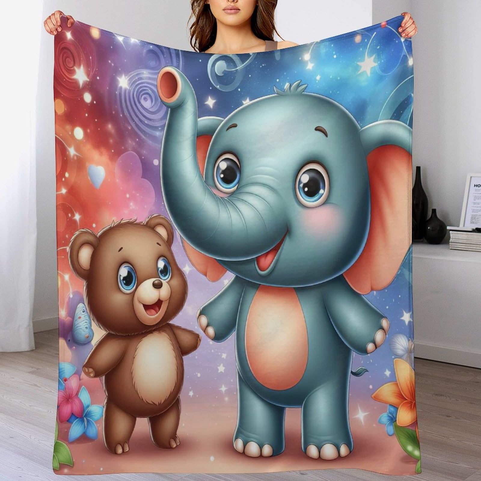 Couverture polaire éléphant contre le froid, plaid chaud en flannel douce 130x150