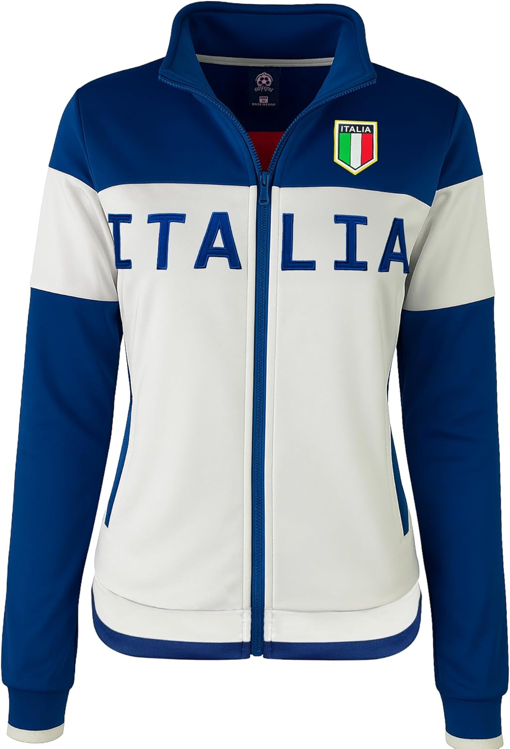 Just 4 Kicks Women's White Italy Full Zip Track Jacket - Italia Warm-Up Jacket - Image 2