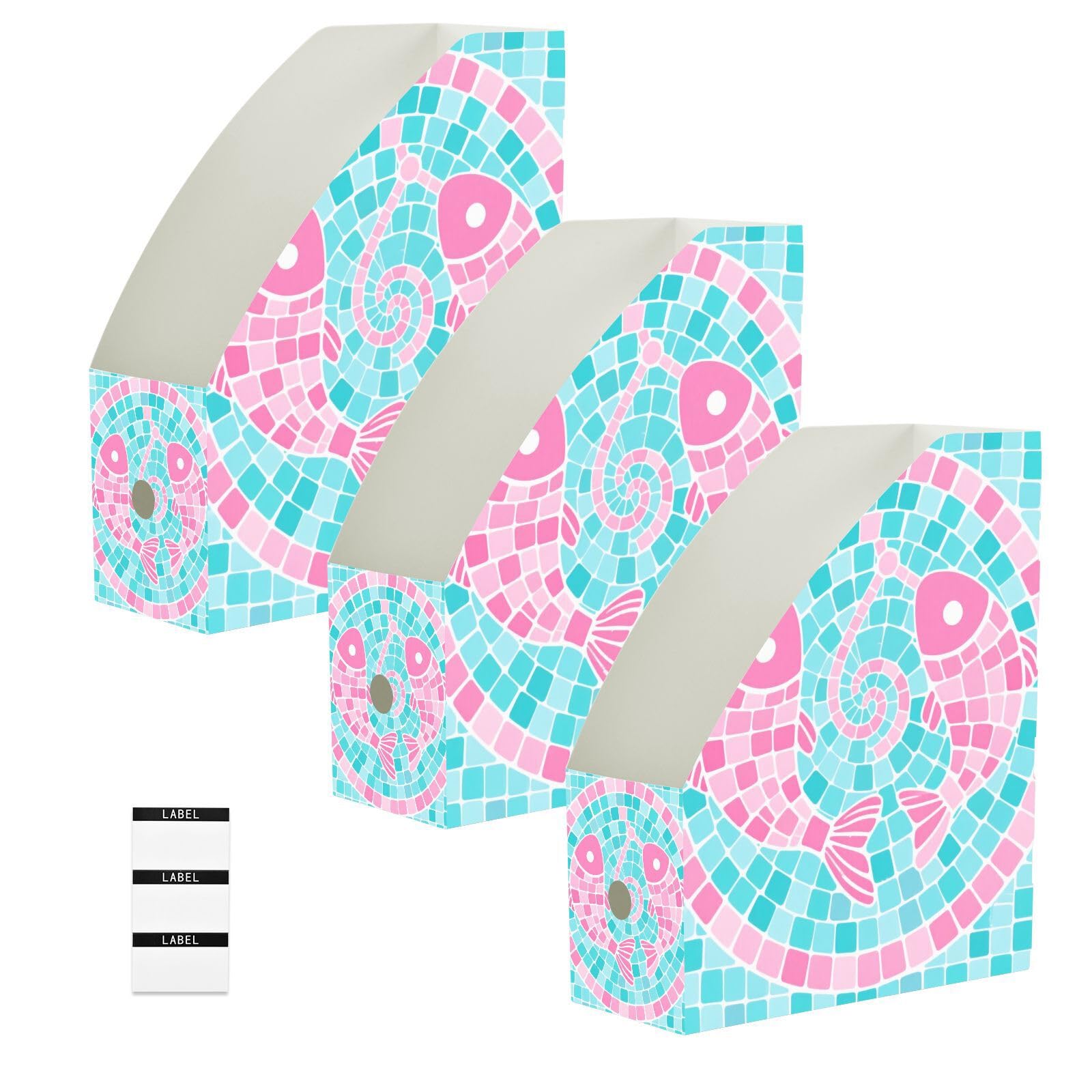 Boîtes de rangement pliables pour magazines dossiers format A4 bac de stockage poissons 3 pièces