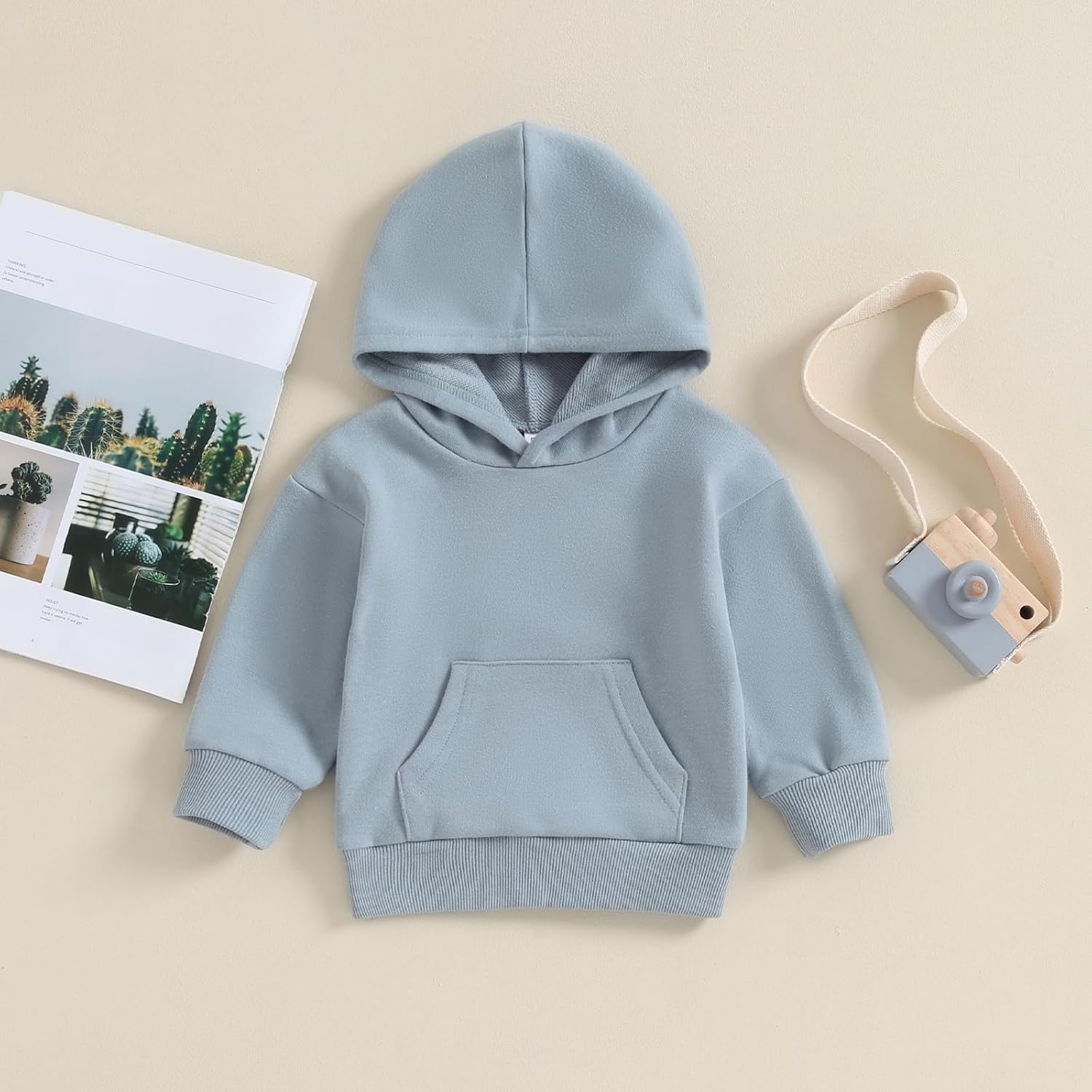 Toddler Baby Boy Girl Hoodies Solid Color Long Sleeve Kangaroo Pocket Hooded Sweatshirt Top Fall Winter Clothes - Image 3