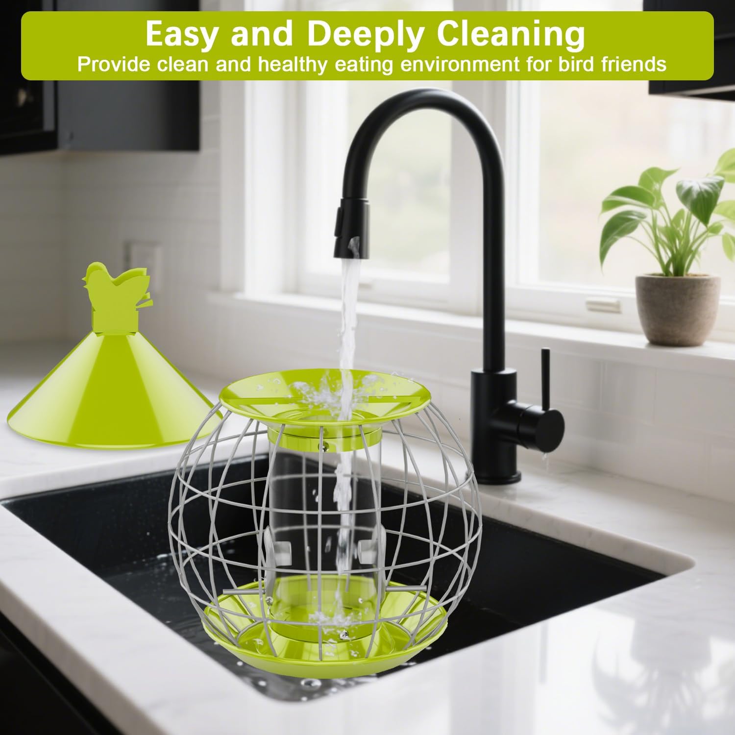 Bird Feeder Squirrel Proof with Caged Design,Metal Hanging Bird Feeder for Outdoor Use, Easy to Fill & Detachable Cleaning, Ideal for Small Birds Like Finches Wrens Chickadee