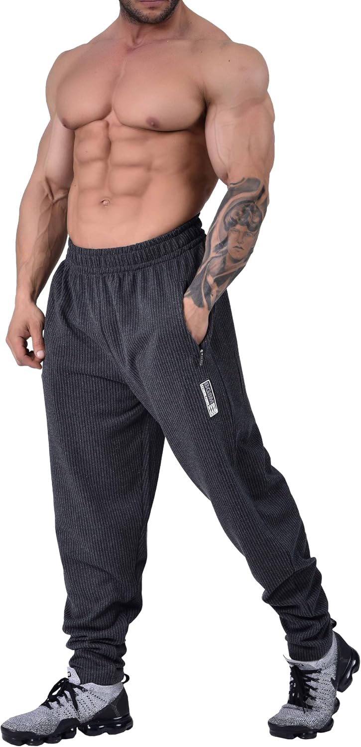 BIG SAM SPORTSWEAR COMPANY Men's Baggy Sweatpants, Zipper Pockets, Cotton Pocket Outdoor Track Pants