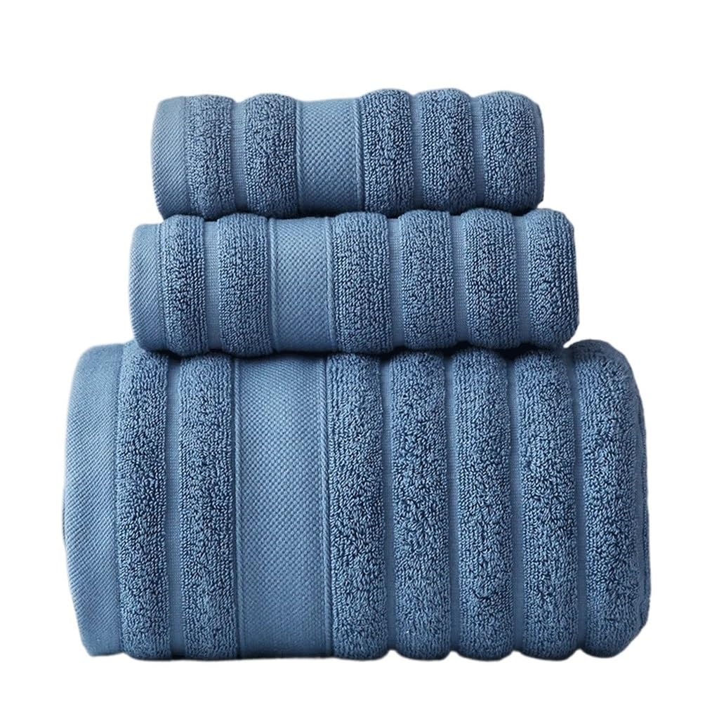 Juego de toallas de baño de alta absorción en color sólido súper suave de 3 piezas