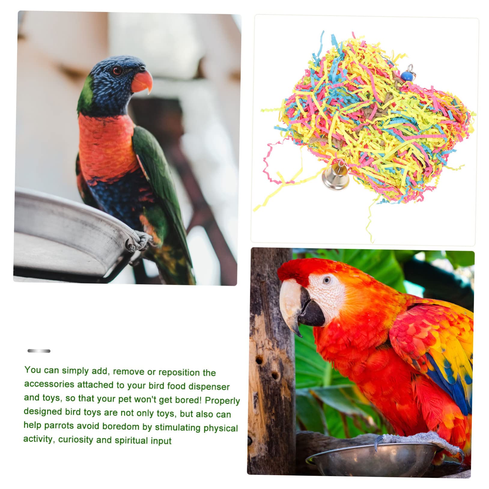 Mipcase 3piezas Juguete Colgante para Pájaros y Campanas Juguete Masticable para Aves y Diversión y Entretenimiento El Estrés y Fomentar
