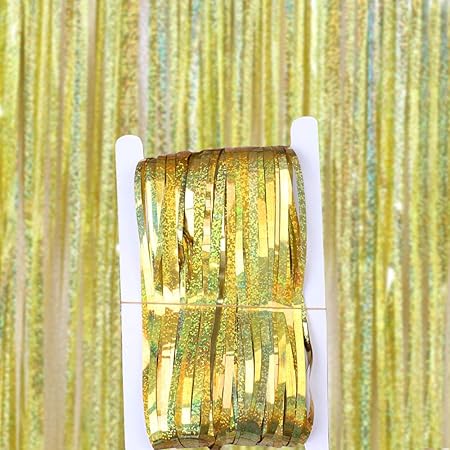 3 Pieces Rideau Metallique De Frange Frange De Feuille Rideau Shimmer Porte Fenetre Decoration Pour Fete De Mariage D Anniversaire Or Amazon Fr Cuisine Et Maison