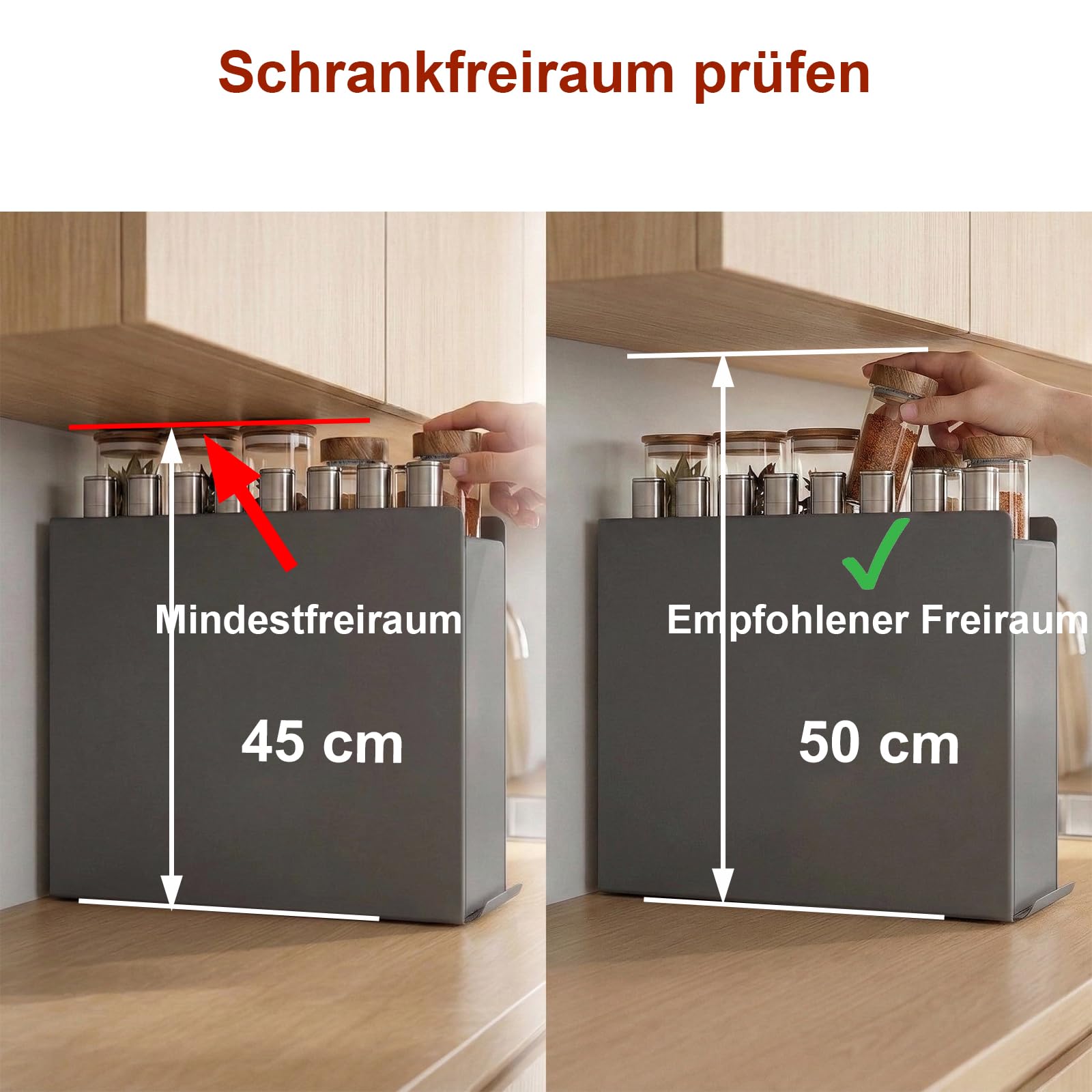 Gewürzregal Ausziehbar, 2 Etagen Gewürzregal mit Schublade ohne Bohren, Gewürz Organizer Küche für Arbeitsplatte und Schrank, Ölflaschen Organizer mit Küchenrollenhalter und 4 Haken
