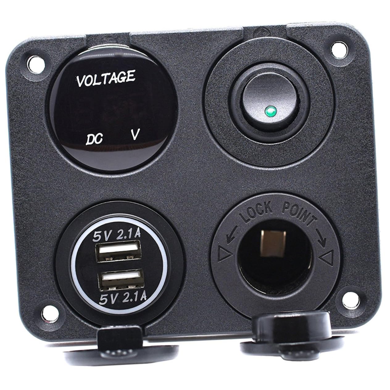 UPKOCH 3piezas Cargador Usb De Panel Voltímetro Digital y Doble Salida Interruptor Para Coche Barco y Vehículos De Luz Led Verde