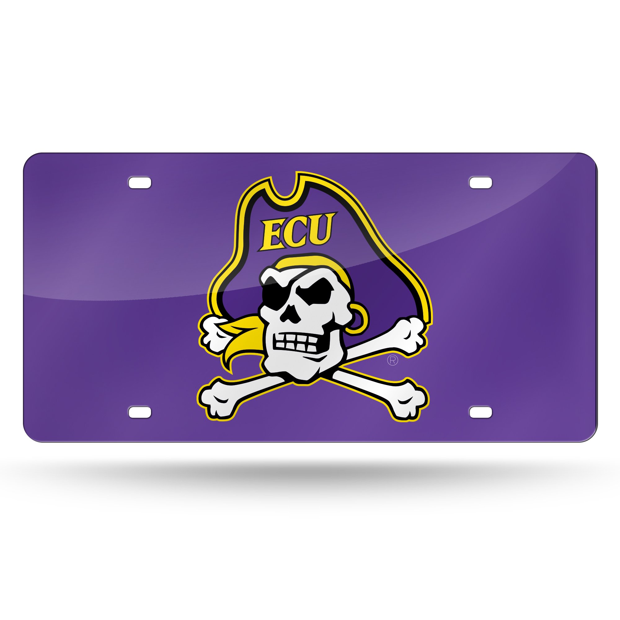 NCAA Rico Industries Laser Inlaid Metal License Plate Tag, East Carolina Pirates, 6 x 12-inches