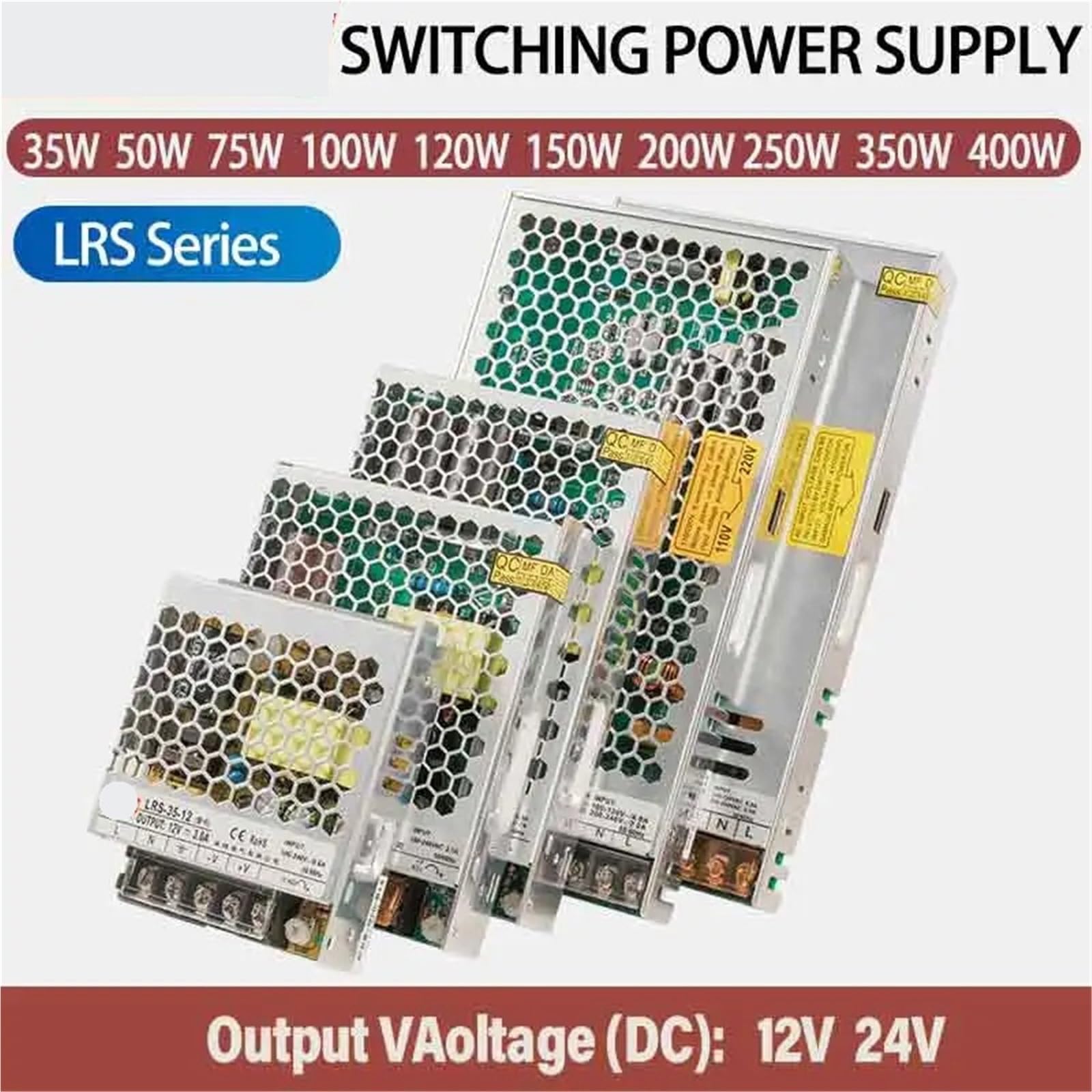 Schaltnetzteil 35W 50W 75W 100W 120W 150W 200W 350W 400W AC/DC 12V 24V 1Stk(12V,35W)