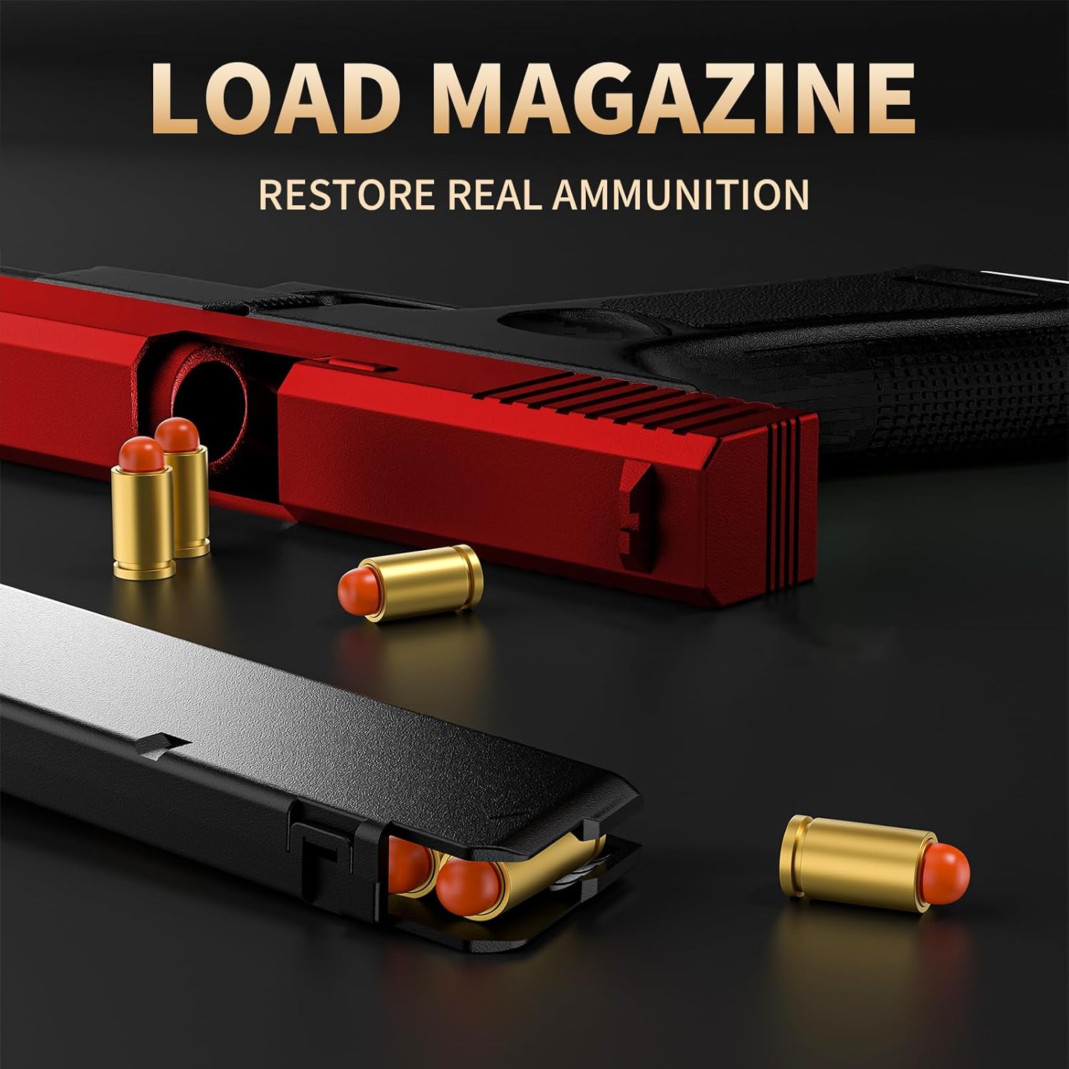 Soft Bullet Toy Gun - Semi-Automatic Mode, Realistic Shell Ejecting Toy Guns, Birthday Gift (Red & Black)