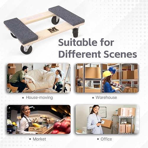 Miniatura 5 de MaxWorks 50856 1320 libras. Capacidad 18 pulgadas x 12 pulgadas. Carrito móvil para muebles de madera dura, versión KD, paquete de dos unidades