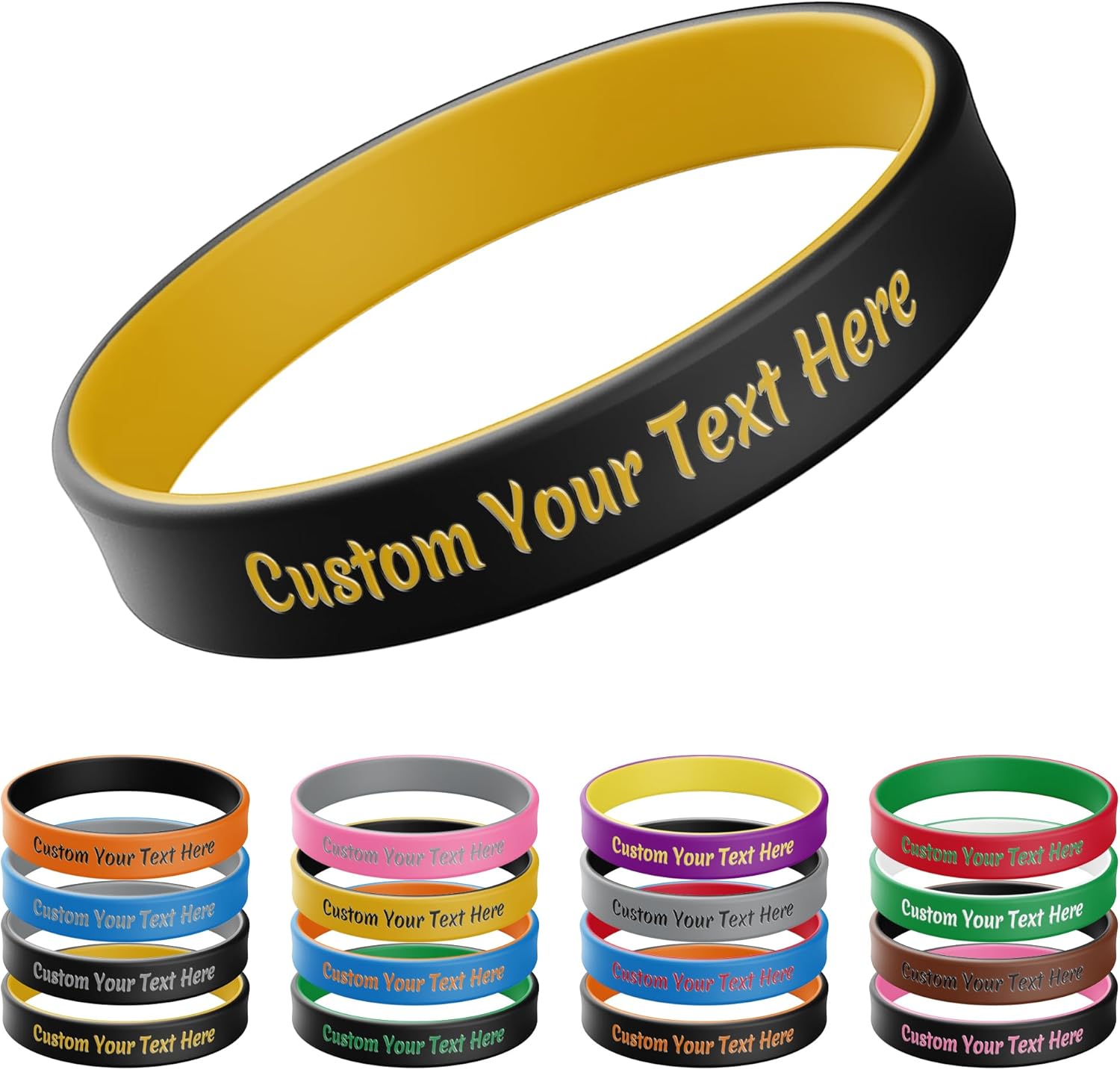 KiiToys Custom Color Coat Silicone Wristbands for Events Party Fundraisers