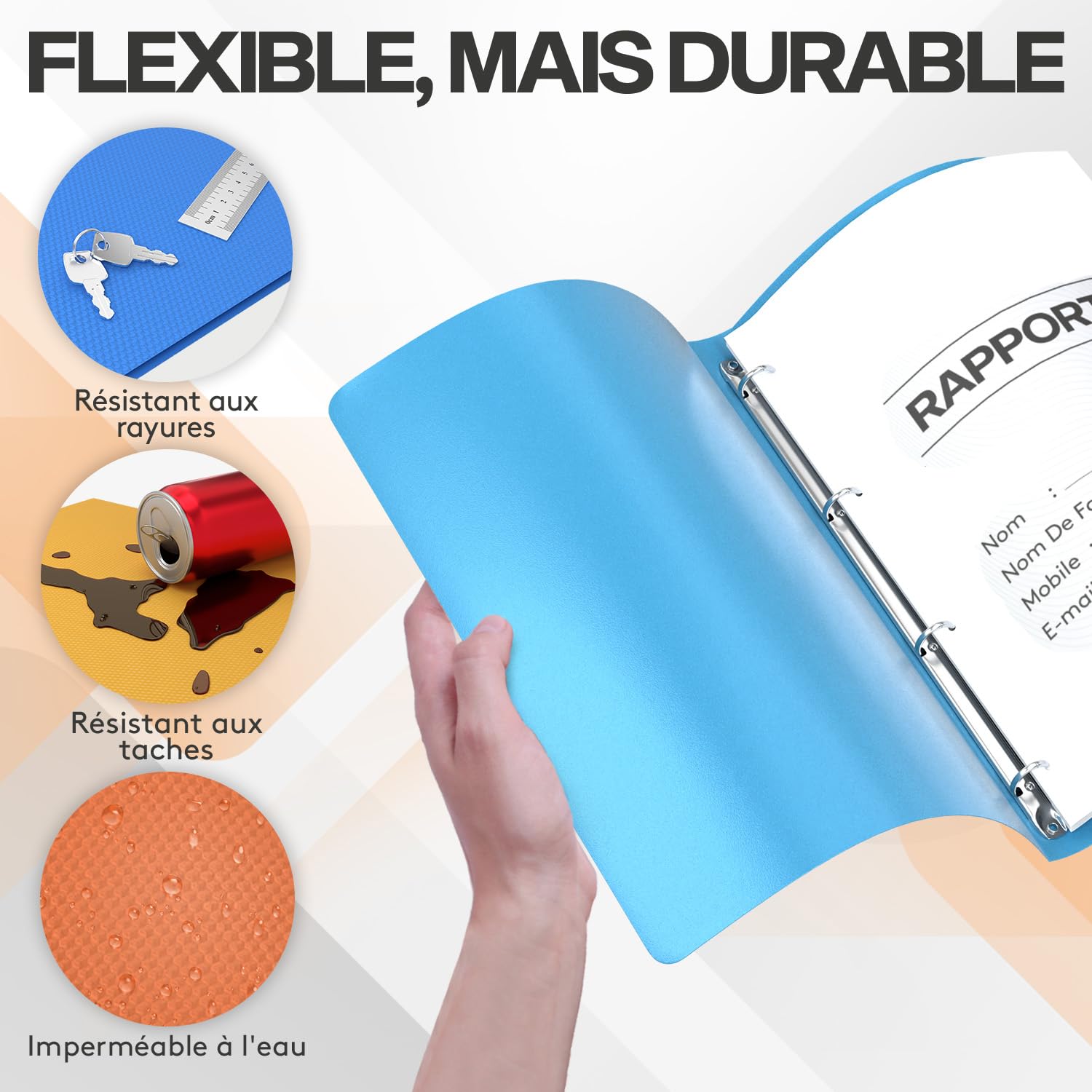 ACROPAQ - 10 x Classeur souple A4 | 4 anneaux | Avec étiquettes de dos, Dos de 2,5 cm, Couleur Arc-en-ciel de la collection Nature - Petit classeur plastique A4 souple, Classeurs 4 anneaux, Farde