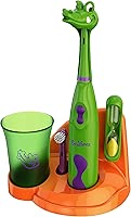 Brusheez Kids’ Electric Toothbrush Set - Safe & Effective for Ages 3+ - Parent Tested & Approved with Gentle Bristles, 2 Brush Heads, Rinse Cup, 2-Minute Timer, & Storage Base (Snappy The Croc)