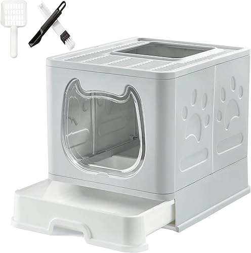 Miniatura 7 de Gefryco Caja de arena para gatos con tapa, caja de arena cubierta para gatitos y gatos pequeños