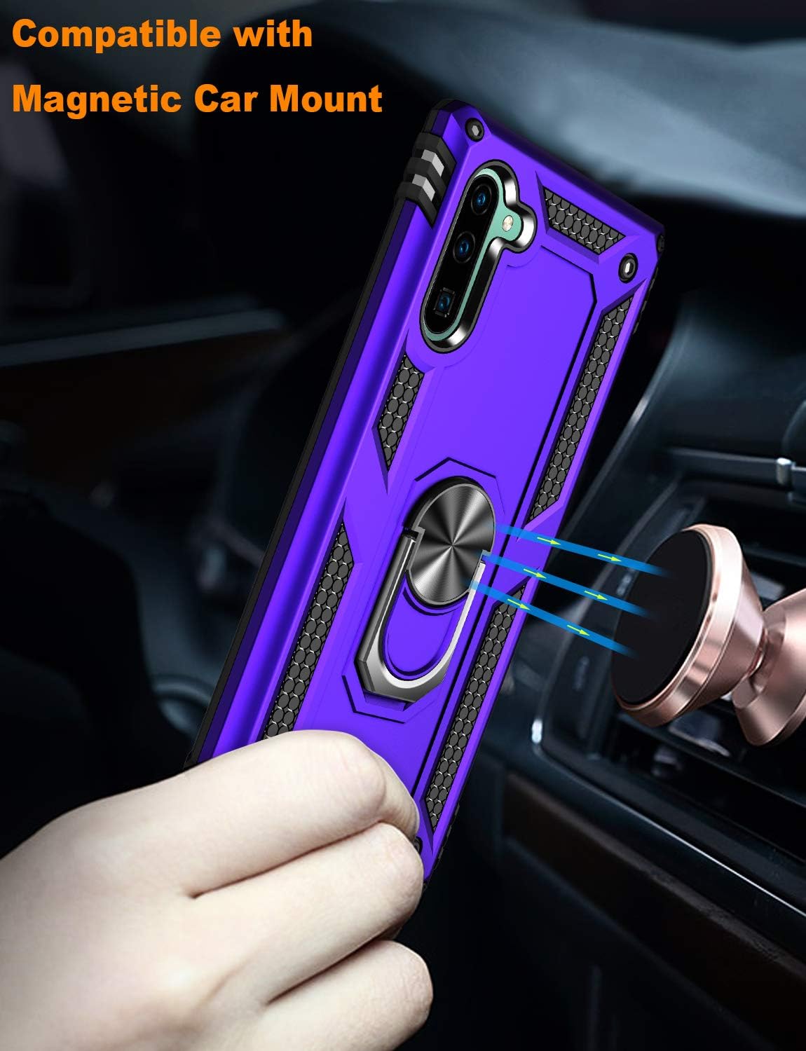 LUMARKE Galaxy Note 10+ Plus Case,Pass 16ft. Drop Test Military Grade Heavy Duty Cover with Magnetic Ring Kickstand,Protective Phone Case for Samsung Galaxy Note 10 Plus Purple