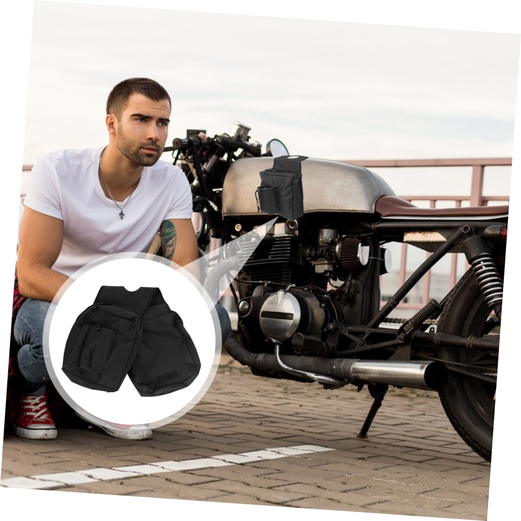 BESTonZON Borsa da Sella per Atv Oxford Protezione Dalla Pioggia per Moto da Neve e Serbatoio Olio Nero