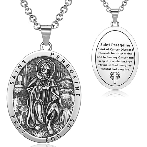 925 Sterling Silver Patron Saint Necklace Amulet Miraculous Medal Pendant